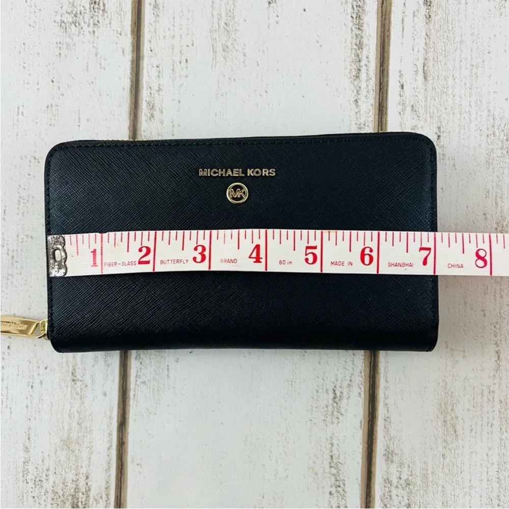 Michael Kors Jet Set Medium Zip Around Wallet Black